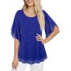 imageNinedaily Womens Tops 34 Sleeve Blouses Dressy Casual Double Layers Mesh Tunic ShirtsSparkly Blue