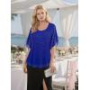 imageNinedaily Womens Tops 34 Sleeve Blouses Dressy Casual Double Layers Mesh Tunic ShirtsSparkly Blue