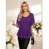 imageNinedaily Womens Tops 34 Sleeve Blouses Dressy Casual Double Layers Mesh Tunic ShirtsSparkly Purple