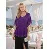imageNinedaily Womens Tops 34 Sleeve Blouses Dressy Casual Double Layers Mesh Tunic ShirtsSparkly Purple