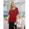 imageNinedaily Womens Tops 34 Sleeve Blouses Dressy Casual Double Layers Mesh Tunic ShirtsSparkly Red