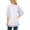 imageNinedaily Womens Tops 34 Sleeve Blouses Dressy Casual Double Layers Mesh Tunic ShirtsWhitea Little See Through