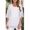 imageNinedaily Womens Tops 34 Sleeve Blouses Dressy Casual Double Layers Mesh Tunic ShirtsWhitea Little See Through