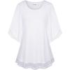 imageNinedaily Womens Tops 34 Sleeve Blouses Dressy Casual Double Layers Mesh Tunic ShirtsWhitea Little See Through