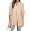 imageNinedaily Womens Tops Dressy Casual 34 Sleeve V Neck Chiffon Shirt Work BlousesBeige