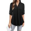imageNinedaily Womens Tops Dressy Casual 34 Sleeve V Neck Chiffon Shirt Work BlousesBlack