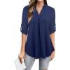 imageNinedaily Womens Tops Dressy Casual 34 Sleeve V Neck Chiffon Shirt Work BlousesBlue