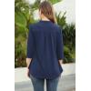 imageNinedaily Womens Tops Dressy Casual 34 Sleeve V Neck Chiffon Shirt Work BlousesBlue