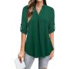 imageNinedaily Womens Tops Dressy Casual 34 Sleeve V Neck Chiffon Shirt Work BlousesGreen