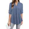 imageNinedaily Womens Tops Dressy Casual 34 Sleeve V Neck Chiffon Shirt Work BlousesLight Blue