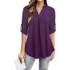 imageNinedaily Womens Tops Dressy Casual 34 Sleeve V Neck Chiffon Shirt Work BlousesPurple