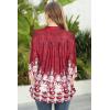 imageNinedaily Womens Tops Dressy Casual 34 Sleeve V Neck Chiffon Shirt Work BlousesRed Floral