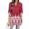 imageNinedaily Womens Tops Dressy Casual 34 Sleeve V Neck Chiffon Shirt Work BlousesRed Floral