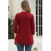 imageNinedaily Womens Tops Dressy Casual 34 Sleeve V Neck Chiffon Shirt Work BlousesWine
