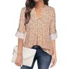 imageNinedaily Womens Tops Dressy Casual 34 Sleeve V Neck Chiffon Shirt Work BlousesZpink Floral