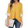 imageNinedaily Womens Tops Dressy Casual 34 Sleeve V Neck Chiffon Shirt Work BlousesZyellow Floral