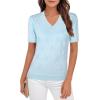 imageNinedaily Womens Tops Short Sleeve Sweater Knit TShirts Dressy Casual BlousesLight Blue