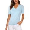 imageNinedaily Womens Tops Short Sleeve Sweater Knit TShirts Dressy Casual BlousesLight Blue