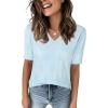 imageNinedaily Womens Tops Short Sleeve Sweater Knit TShirts Dressy Casual BlousesLight Blue