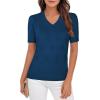 imageNinedaily Womens Tops Short Sleeve Sweater Knit TShirts Dressy Casual BlousesNavy Blue