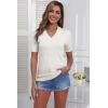 imageNinedaily Womens Tops Short Sleeve Sweater Knit TShirts Dressy Casual BlousesOffwhite