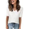 imageNinedaily Womens Tops Short Sleeve Sweater Knit TShirts Dressy Casual BlousesOffwhite