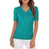 imageNinedaily Womens Tops Short Sleeve Sweater Knit TShirts Dressy Casual BlousesPeacock Blue