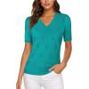 imageNinedaily Womens Tops Short Sleeve Sweater Knit TShirts Dressy Casual BlousesPeacock Blue