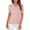 imageNinedaily Womens Tops Short Sleeve Sweater Knit TShirts Dressy Casual BlousesPink