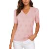 imageNinedaily Womens Tops Short Sleeve Sweater Knit TShirts Dressy Casual BlousesPink
