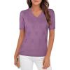 imageNinedaily Womens Tops Short Sleeve Sweater Knit TShirts Dressy Casual BlousesPurple