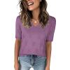imageNinedaily Womens Tops Short Sleeve Sweater Knit TShirts Dressy Casual BlousesPurple