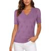 imageNinedaily Womens Tops Short Sleeve Sweater Knit TShirts Dressy Casual BlousesPurple