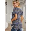 imageNinedaily Womens Tunic Summer Short Sleeve Top Loose V Neck Dressy Shirt BlouseBlue Light Purple