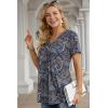 imageNinedaily Womens Tunic Summer Short Sleeve Top Loose V Neck Dressy Shirt BlouseBlue Light Purple