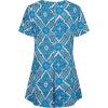 imageNinedaily Womens Tunic Summer Short Sleeve Top Loose V Neck Dressy Shirt BlouseBlue White