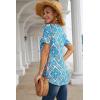 imageNinedaily Womens Tunic Summer Short Sleeve Top Loose V Neck Dressy Shirt BlouseBlue White