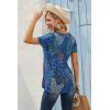imageNinedaily Womens Tunic Summer Short Sleeve Top Loose V Neck Dressy Shirt BlouseBluegreen