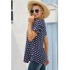 imageNinedaily Womens Tunic Summer Short Sleeve Top Loose V Neck Dressy Shirt BlouseNavywhite Polka Dot