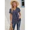 imageNinedaily Womens Tunic Summer Short Sleeve Top Loose V Neck Dressy Shirt BlouseNavywhite Polka Dot