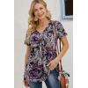 imageNinedaily Womens Tunic Summer Short Sleeve Top Loose V Neck Dressy Shirt BlousePurple