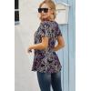 imageNinedaily Womens Tunic Summer Short Sleeve Top Loose V Neck Dressy Shirt BlousePurple