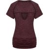 imageNinedaily Womens Workout Top Running Yoga Shirt Summer Short Sleeve Casual TunicDark Red