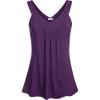 imageNinedaily Women Comfy Sleeveless Tunic Top Pleated V Neck Tanks Vest SummerPurple