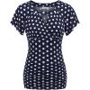 imageNinedaily Women Dressy Tunic Tops Crossover V Neck Raglan Sleeve Ruched BlouseBlue  White Polka Dot