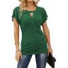 imageNinedaily Women Dressy Tunic Tops Crossover V Neck Raglan Sleeve Ruched BlouseGreen