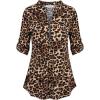 imageNinedaily Womens 34 Sleeve Plaid Shirts Zip Floral Casual Tunic Blouse TopsAleopard Print