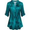 imageNinedaily Womens 34 Sleeve Plaid Shirts Zip Floral Casual Tunic Blouse TopsApeacock Blue