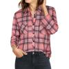 imageNinedaily Womens Plaid Shirt Collared Button Down Blouse 34 Sleeve Tunic TopsPink