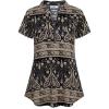 imageNinedaily Womens Summer Tops Short Sleeve Casual Blouse Zip Floral Tunic ShirtsBlack Beige